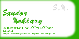 sandor maklary business card